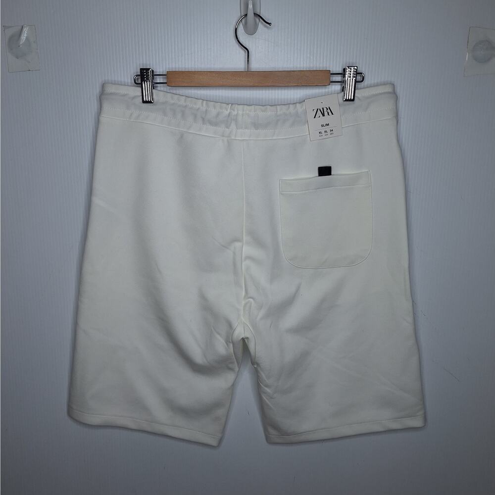 Zara Men's Sweatshorts Slim Shorts White XL Pull On Drawstring Athletic Lounge - Picture 10 of 10